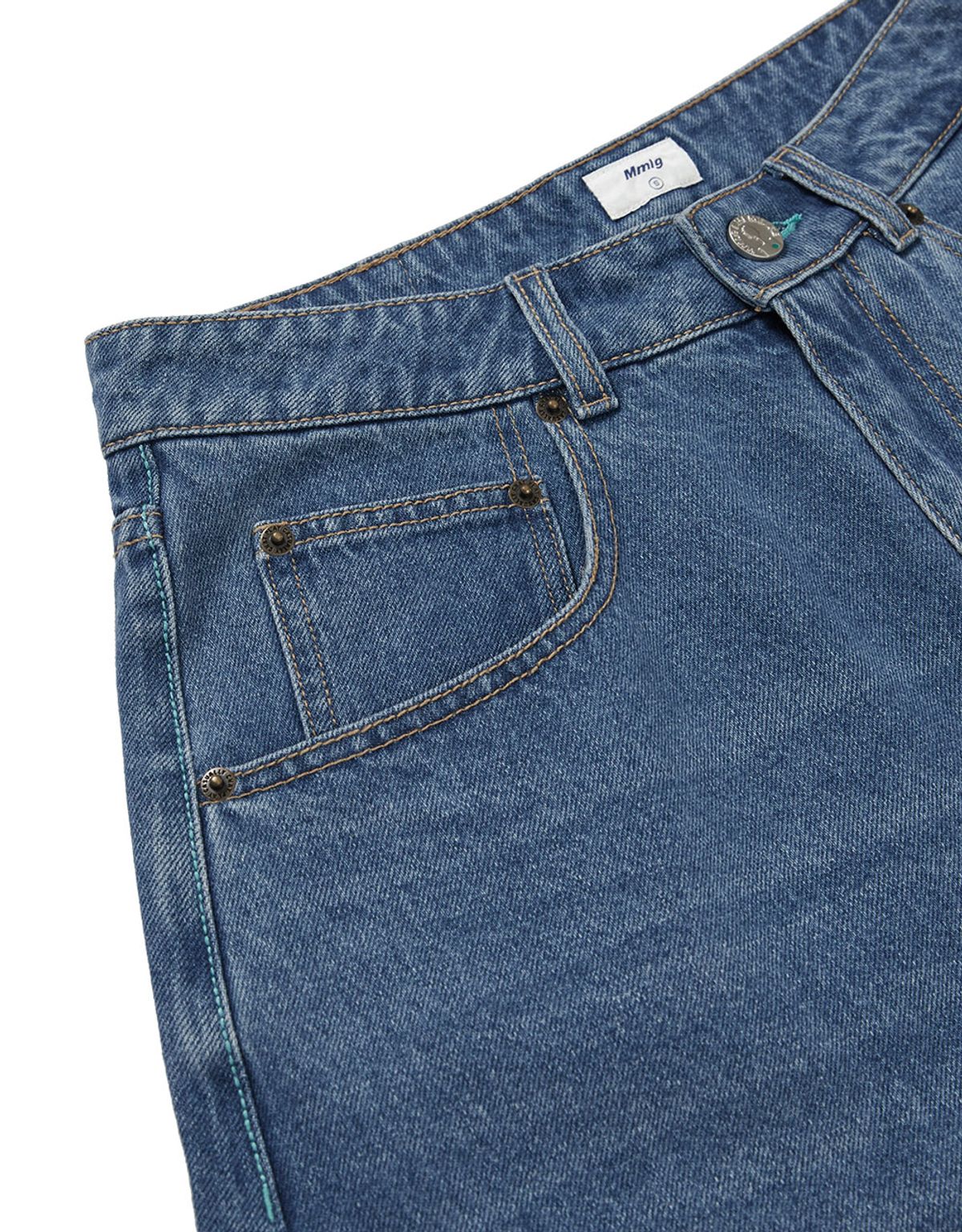 엠엠엘지(MMLG) [Mmlg] DENIM WIDE BERMUDA PANTS (MID BLUE)