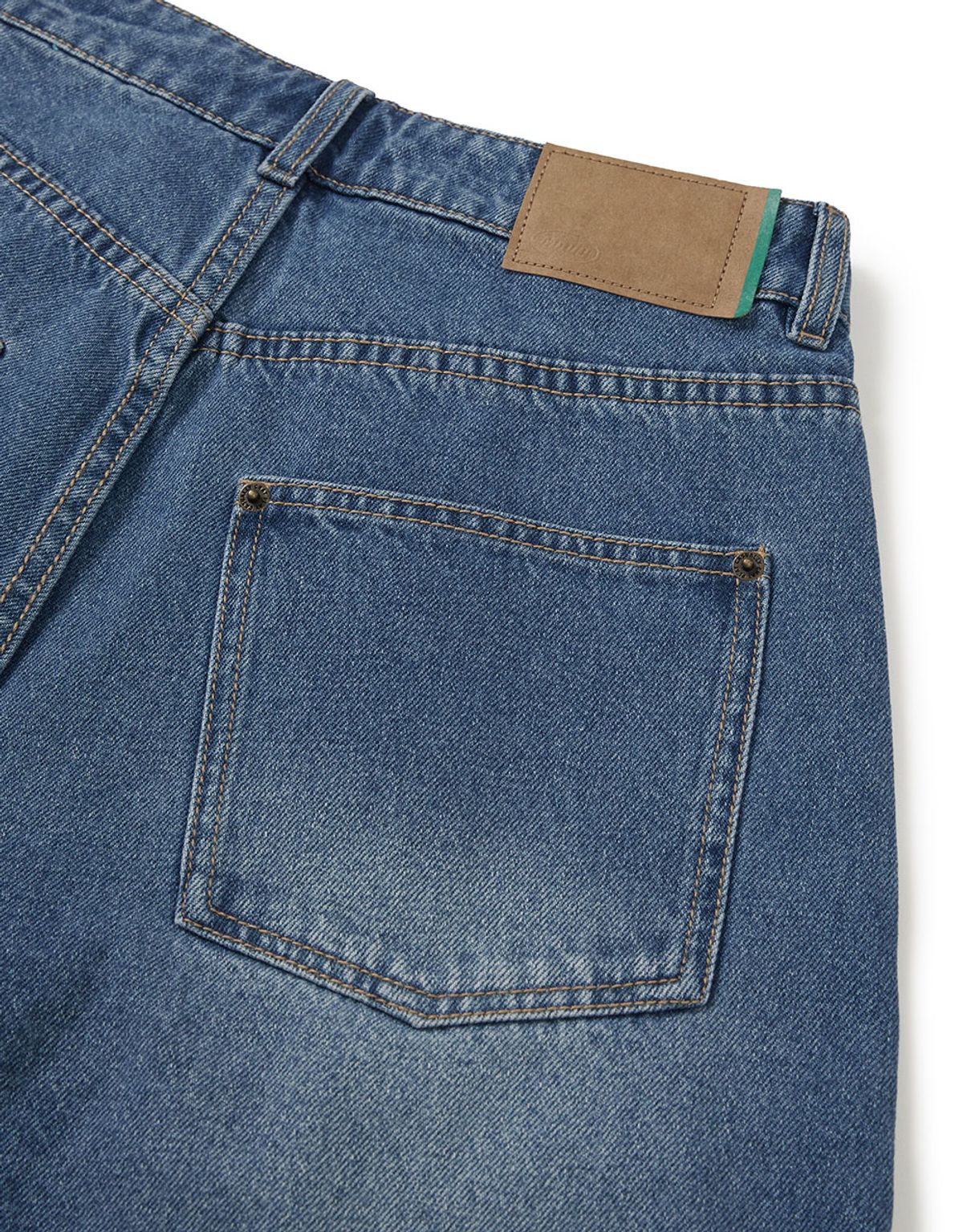 엠엠엘지(MMLG) [Mmlg] DENIM WIDE BERMUDA PANTS (MID BLUE)