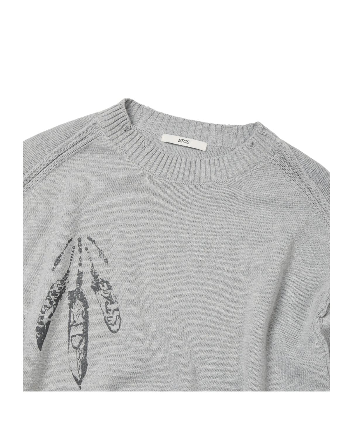 이티씨이(ETCE) FEATHER DAMAGE KNIT (GRAY)