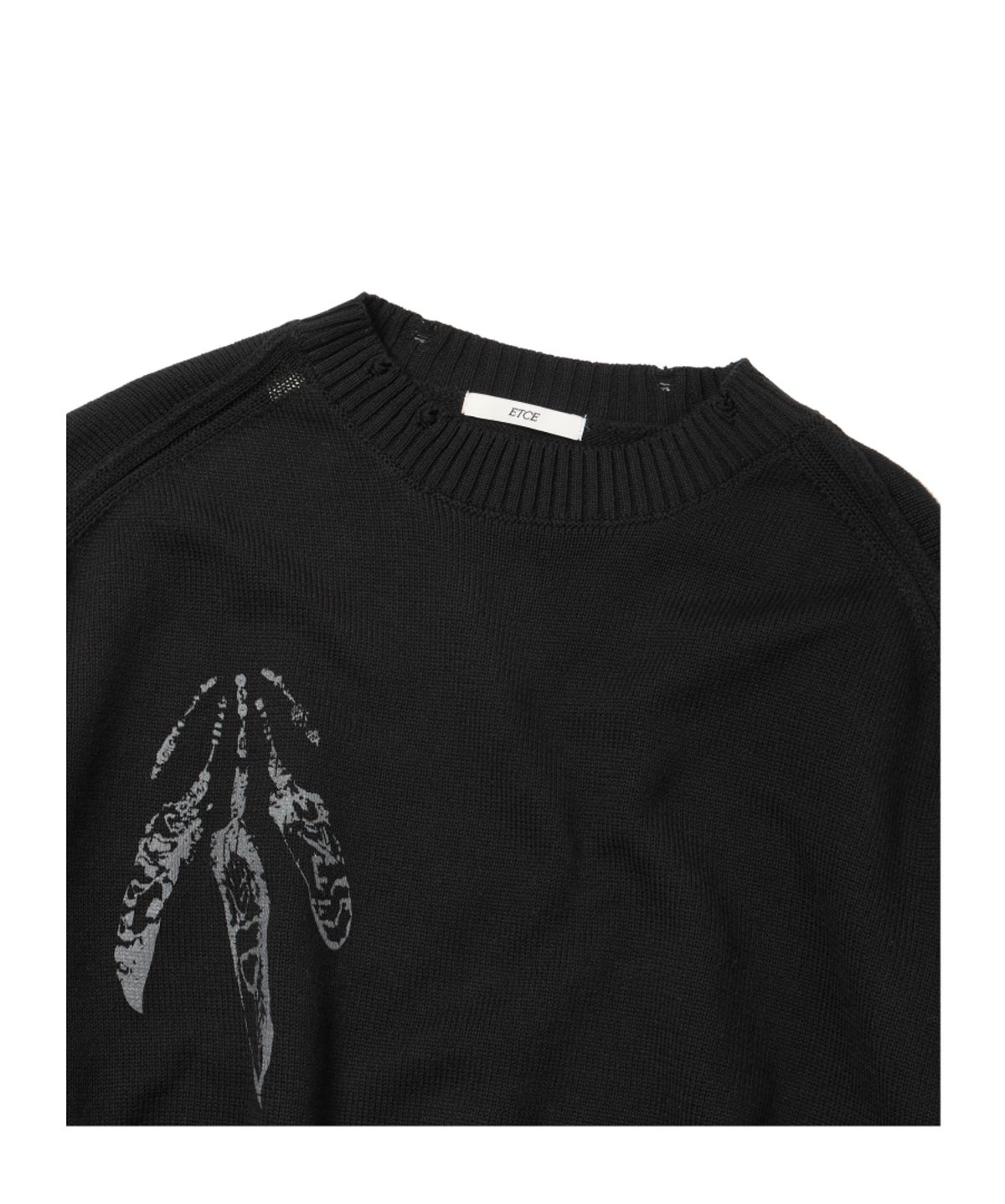 이티씨이(ETCE) FEATHER DAMAGE KNIT (BLACK)