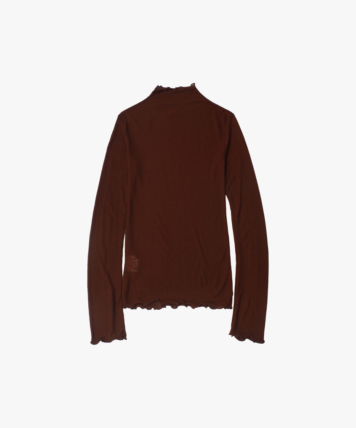 로시로우(LOSSYROW) Wave Stitch Half-Neck Long Sleeve Dark brown