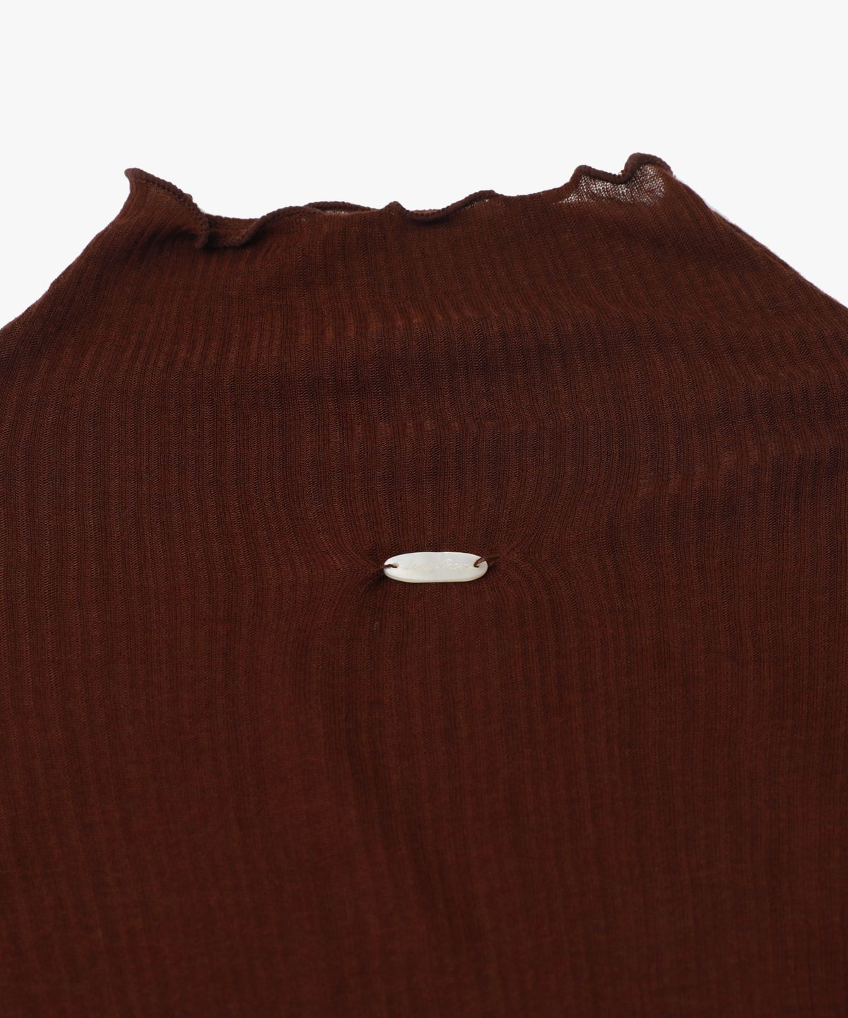 로시로우(LOSSYROW) Wave Stitch Half-Neck Long Sleeve Dark brown