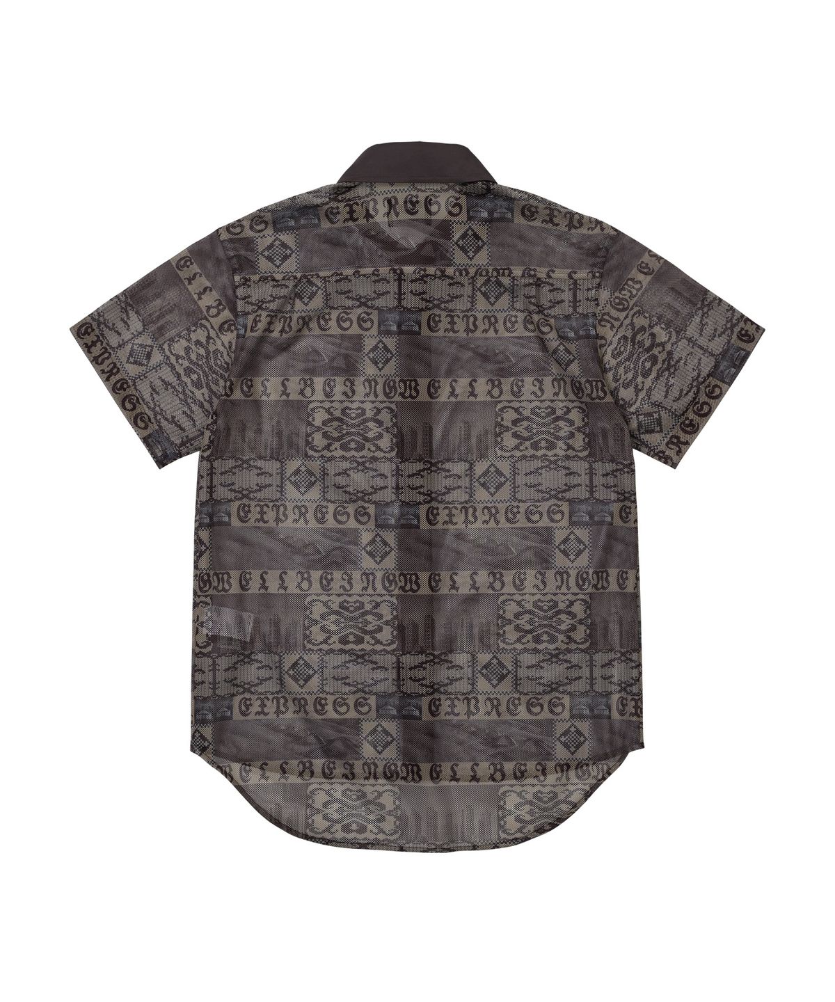 웰빙익스프레스(WELLBEING EXPRESS) Oversized Mesh Print Shirts Brown