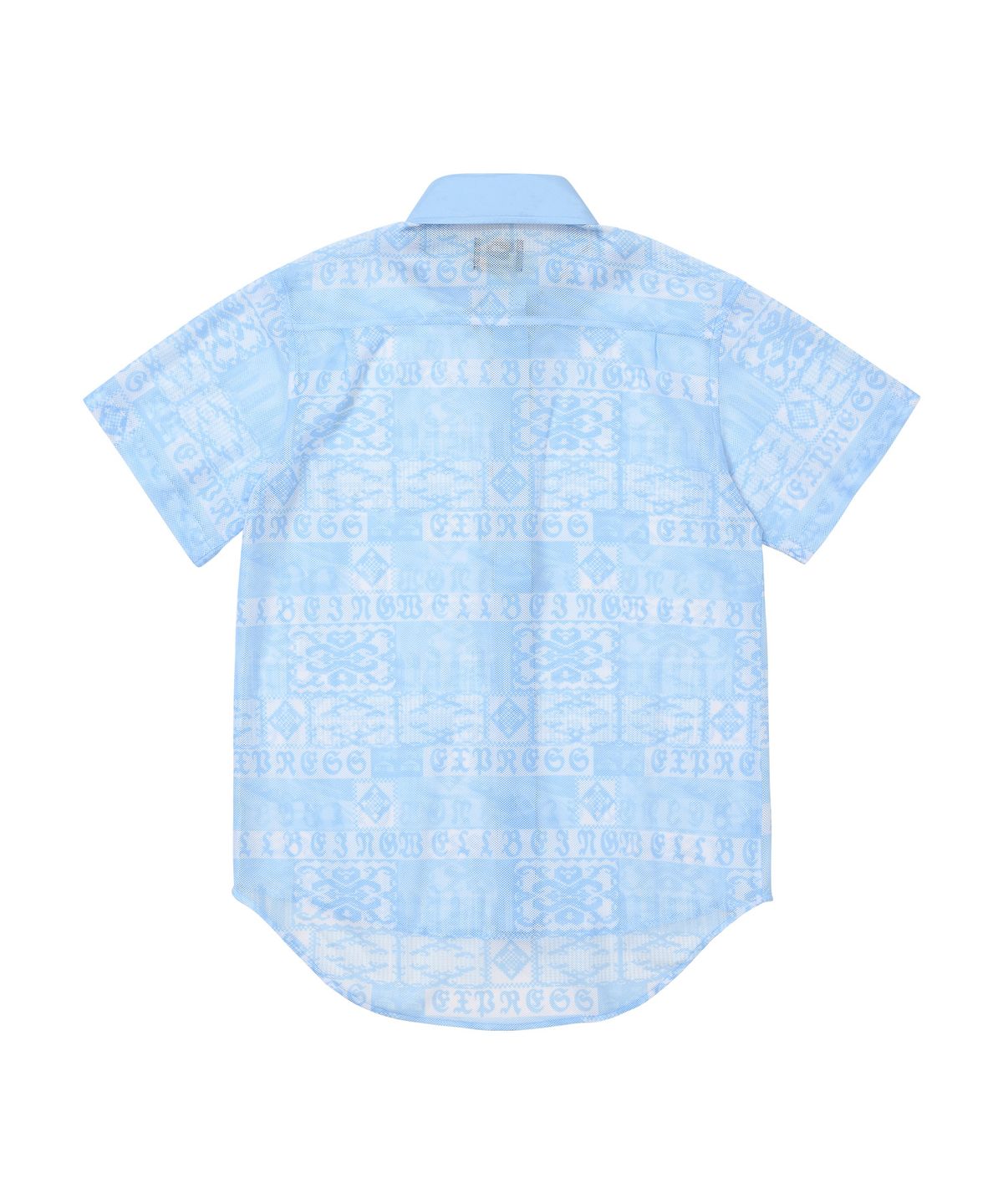 웰빙익스프레스(WELLBEING EXPRESS) Oversized Mesh Print Shirts Sky Blue
