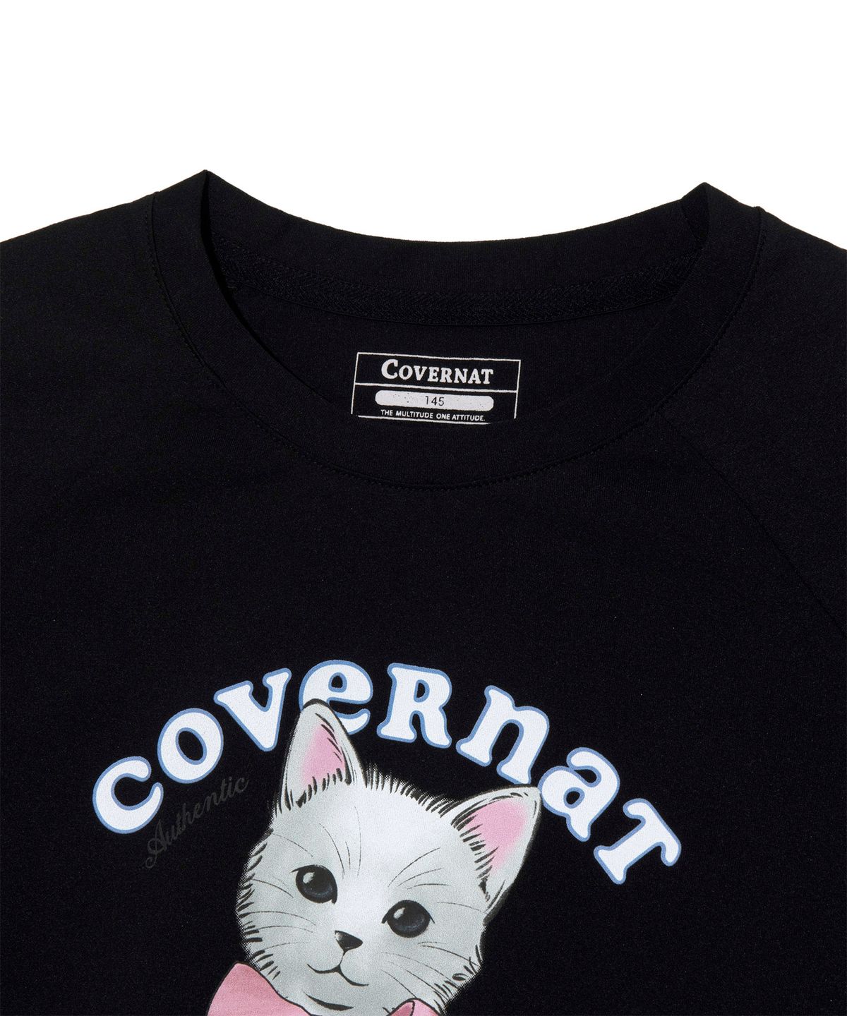 커버낫 키즈(COVERNAT KIDS) 소로나 KITTEN 라글란 배색 크롭티셔츠 블랙 CK2502ST76BK