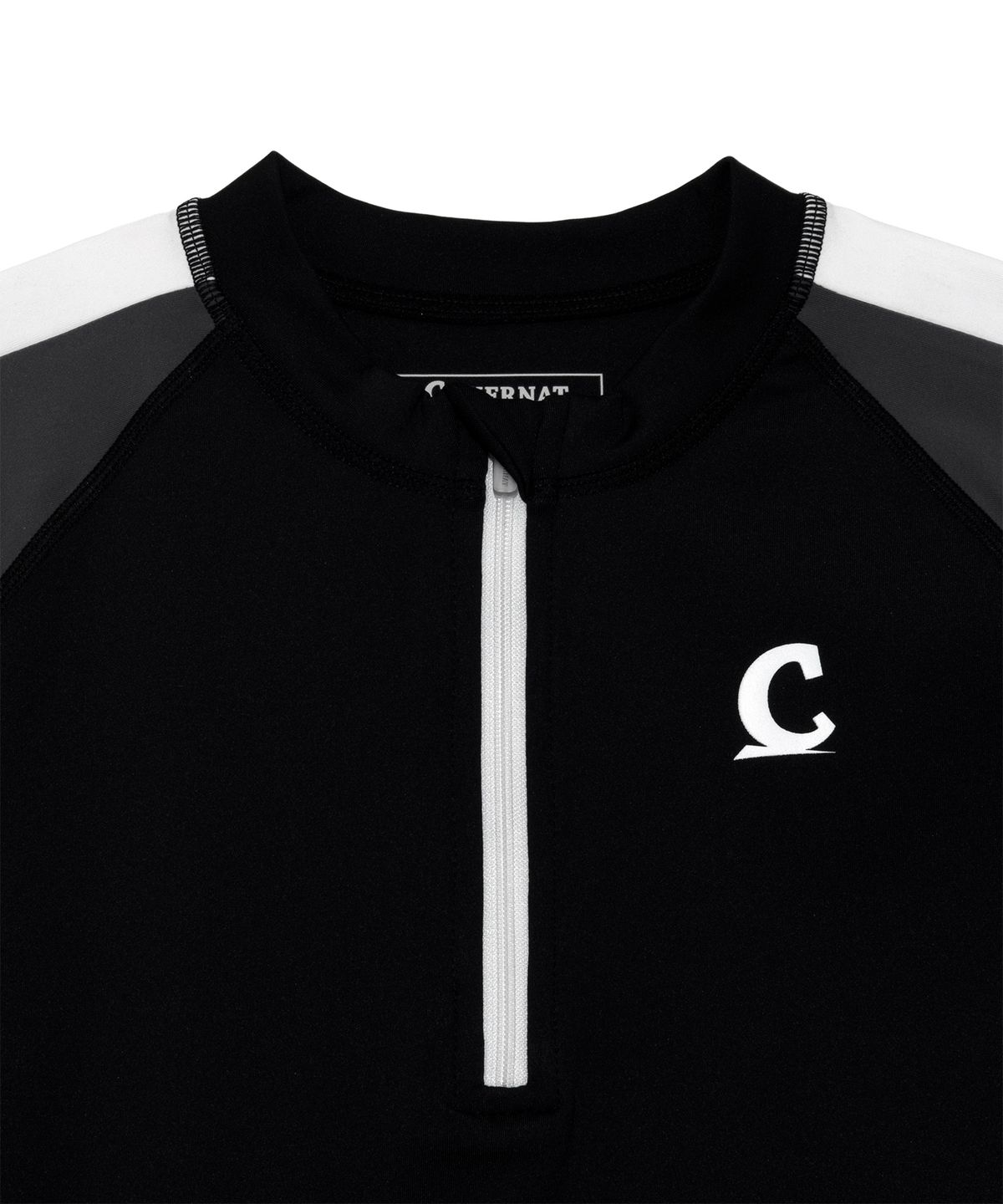 커버낫 키즈(COVERNAT KIDS) 컬러로고 래쉬가드 반집업 셋업 블랙 CK2502RG57BK