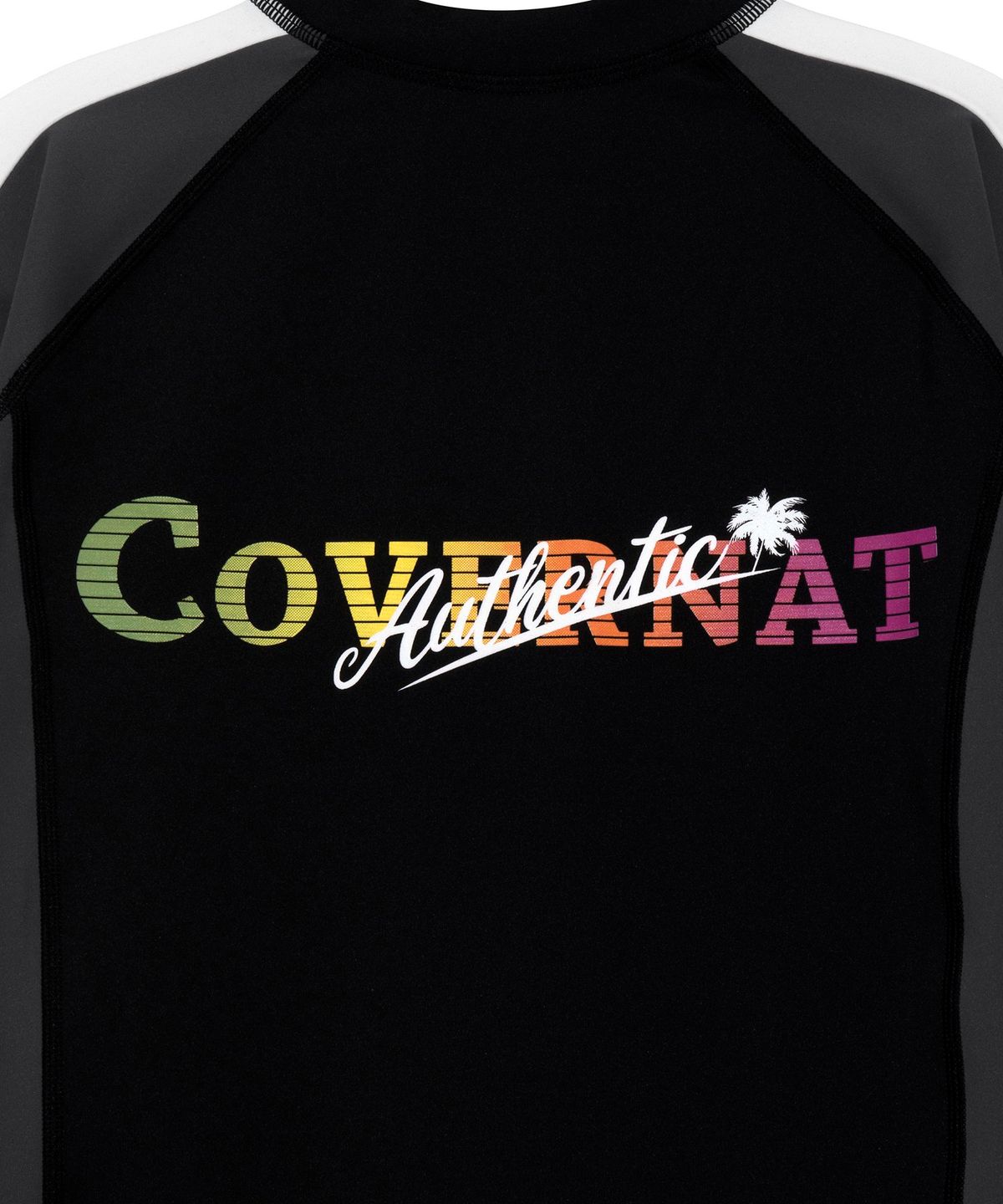 커버낫 키즈(COVERNAT KIDS) 컬러로고 래쉬가드 반집업 셋업 블랙 CK2502RG57BK