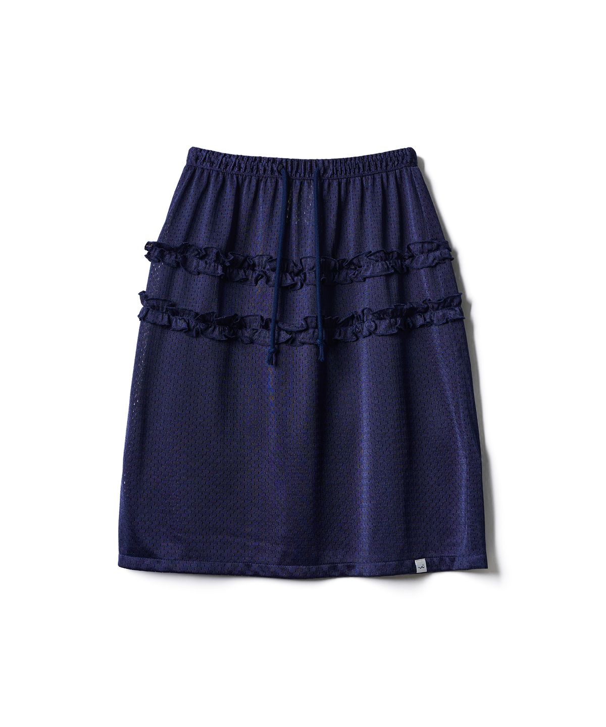 포에브(POEV) Mesh Frill Midi Skirt - Navy