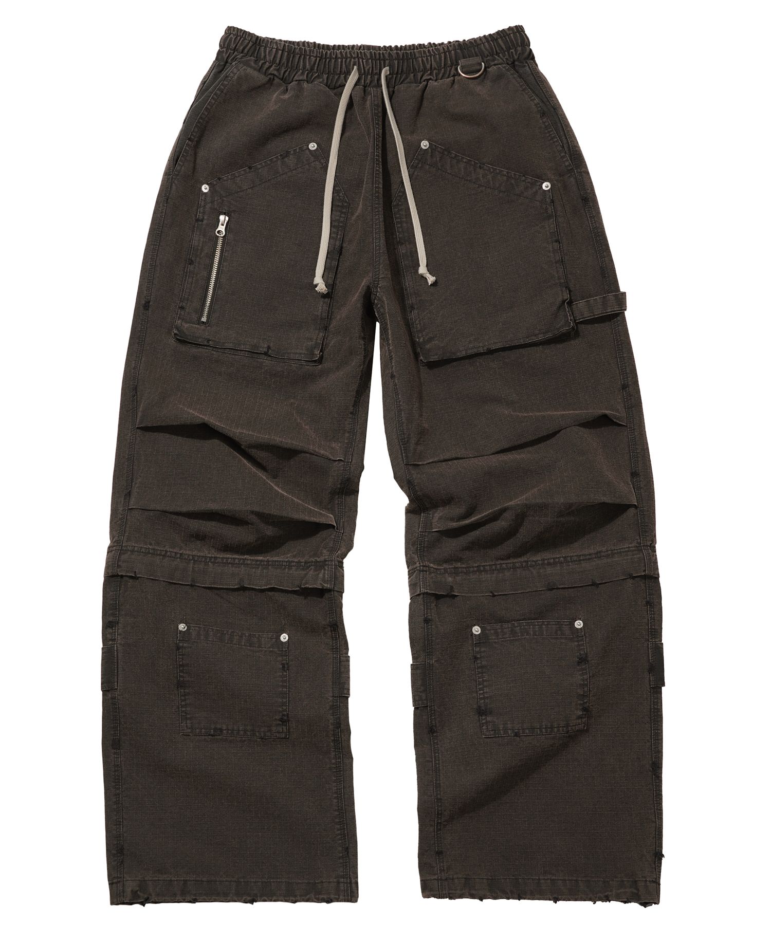 MUSINSA | FLAVORISM VTG Detachable Ripstop Cargo pants (Washed Brown)