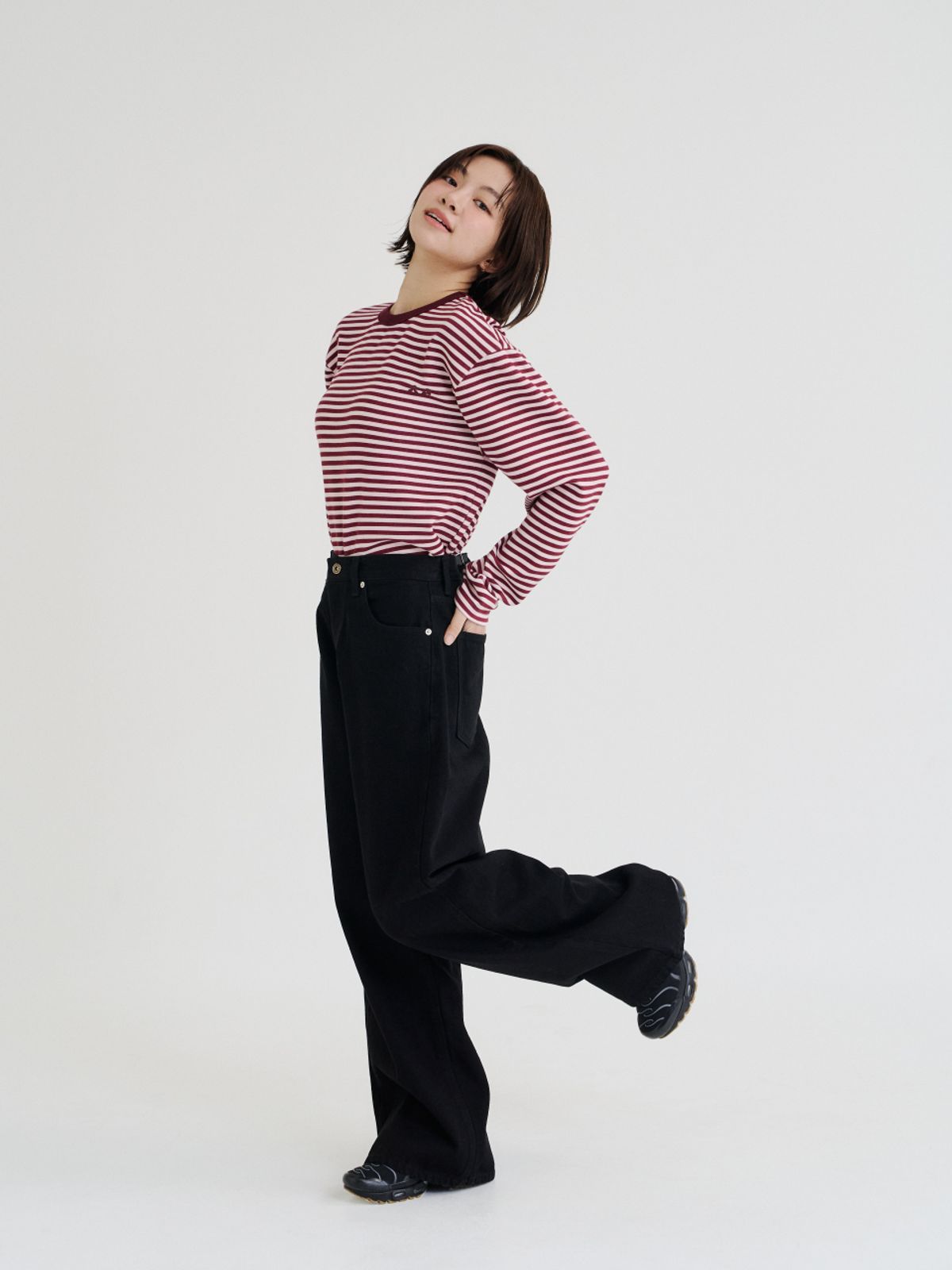 레피어(REPPIER) Stripe Long Sleeve (Plum)