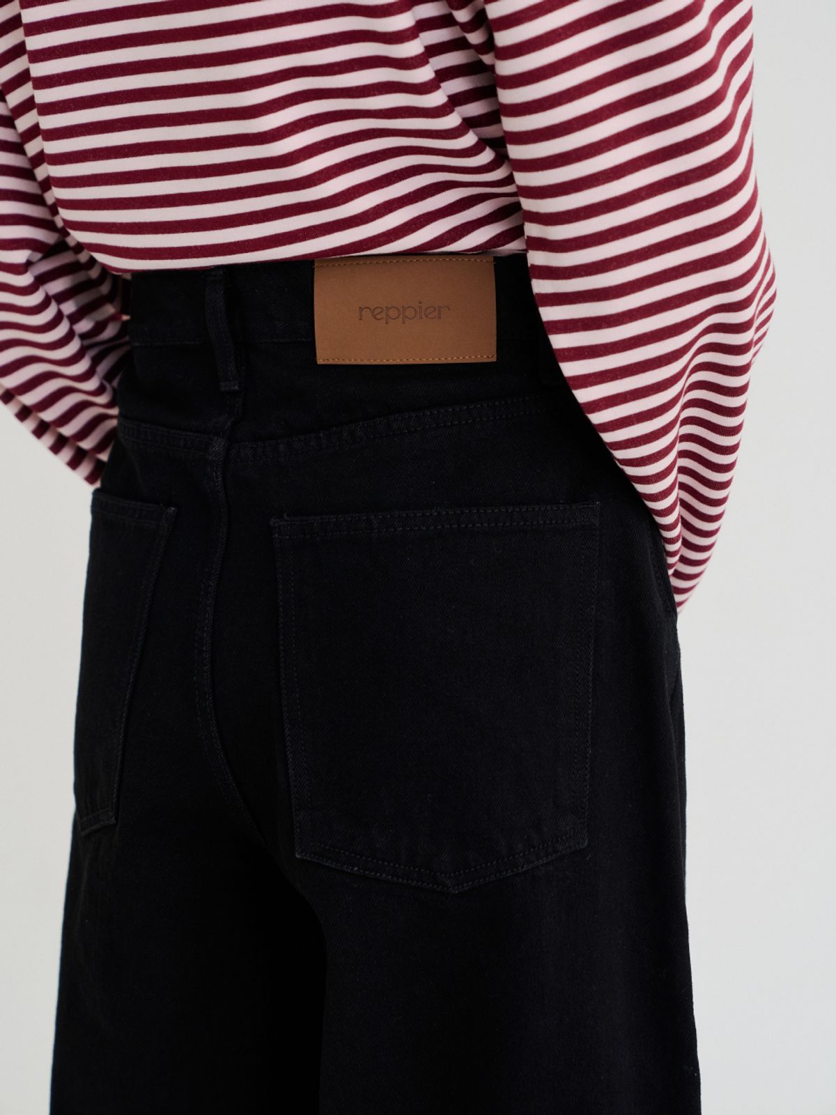 레피어(REPPIER) Wide Denim Pants (Black)