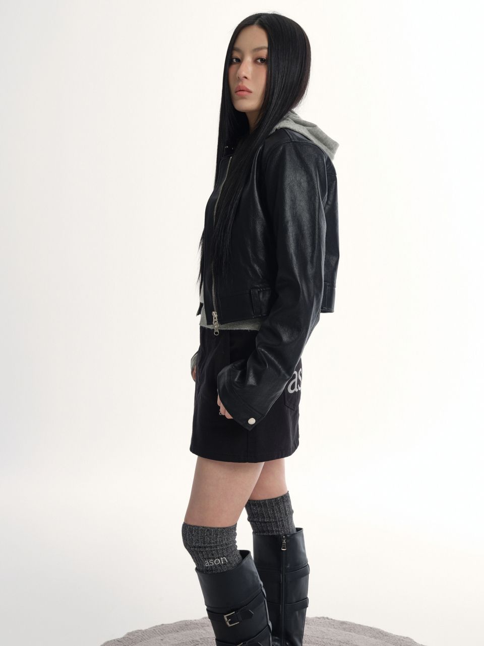 MUSINSA公式 | ASON SLIM LEATHER JACKET