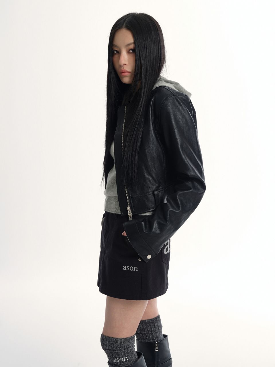 MUSINSA公式 | ASON SLIM LEATHER JACKET