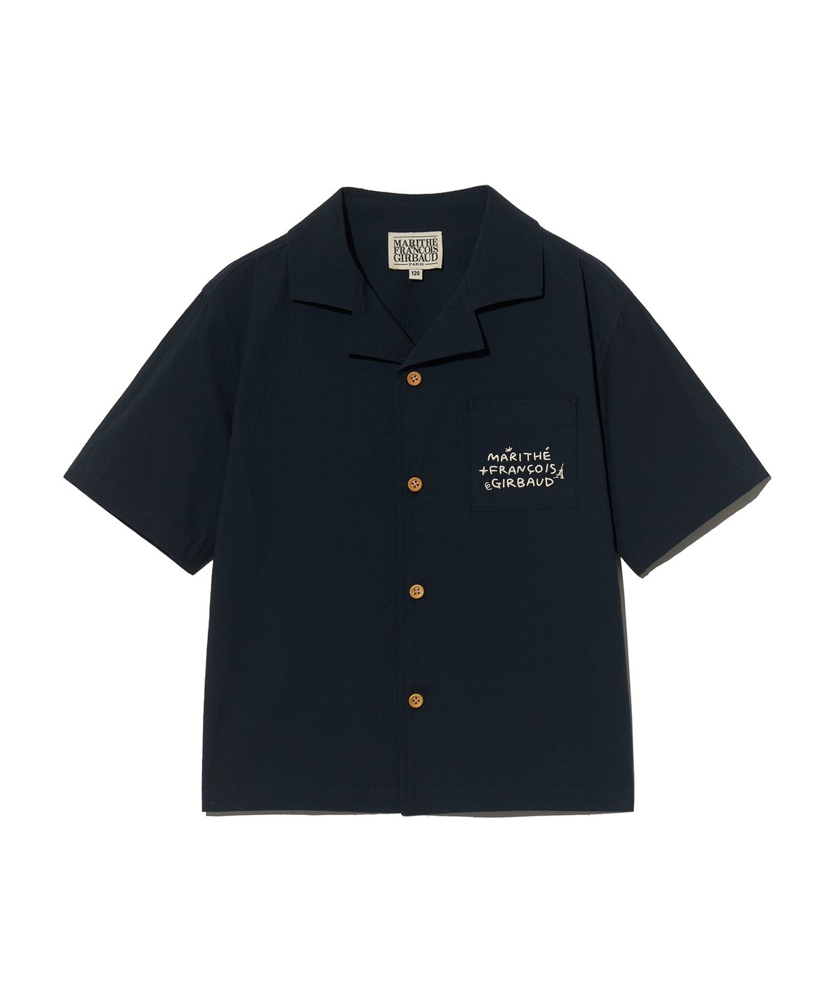 마리떼 키즈(MARITHÉ KIDS) KIDS SEERSUCKER SHORT SLEEVES SHIRT dark navy
