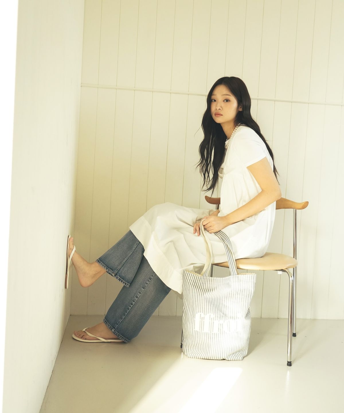 프루아(FFROI) 스트라이프 에코백