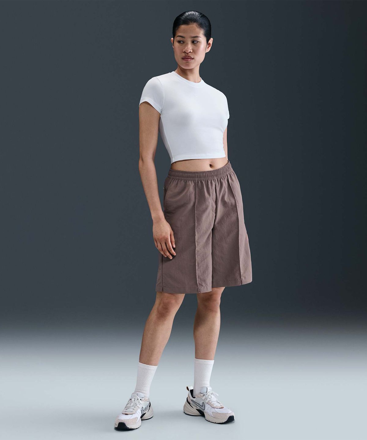 나이키(NIKE) 스포츠웨어 칠 니트 크롭 티셔츠 W - 화이트 / HF9539-100