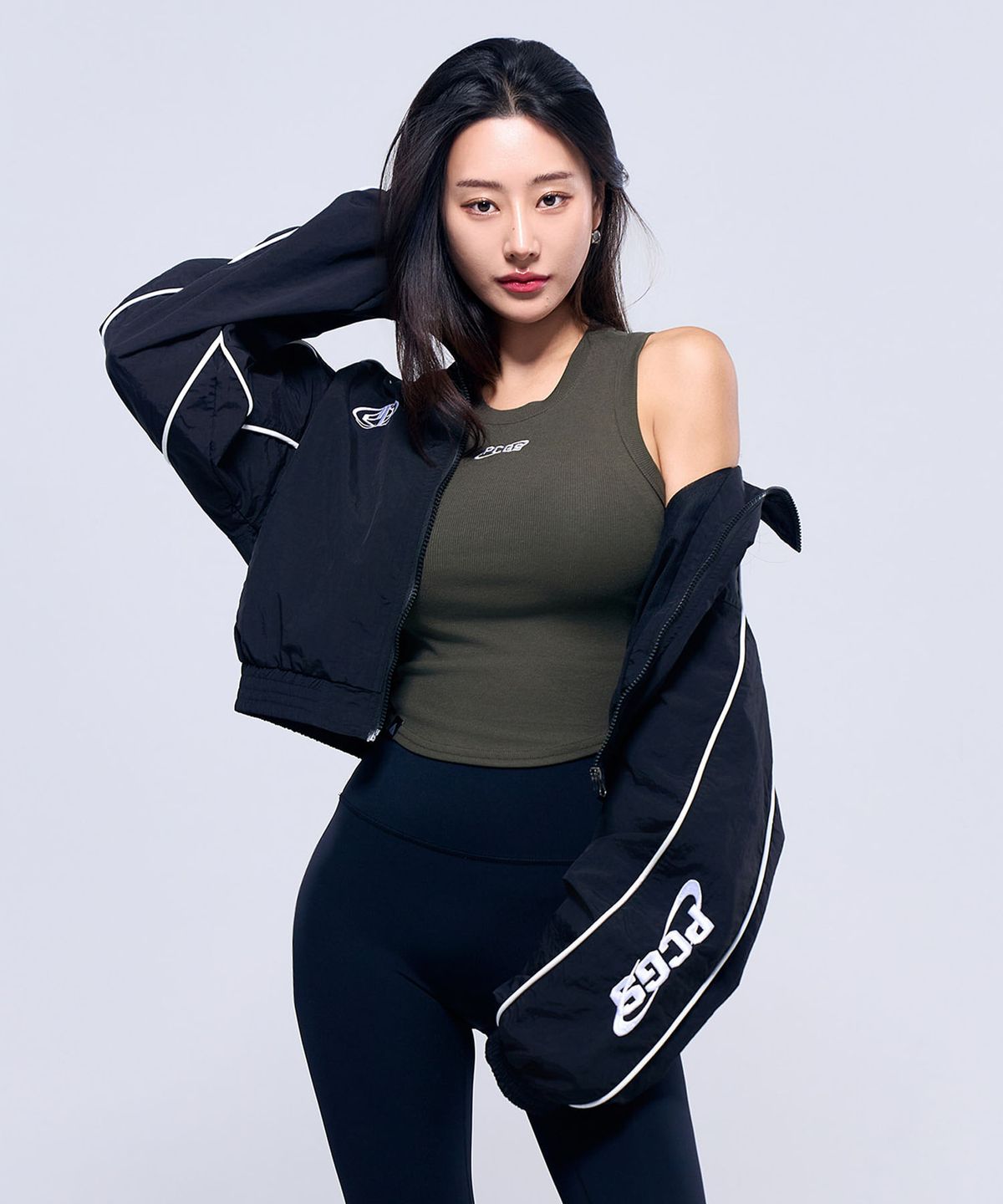 피지컬가먼츠(PHYSICAL GARMENTS) P5035 우먼 파이핑 윈드브레이커 크롭자켓 [블랙]
