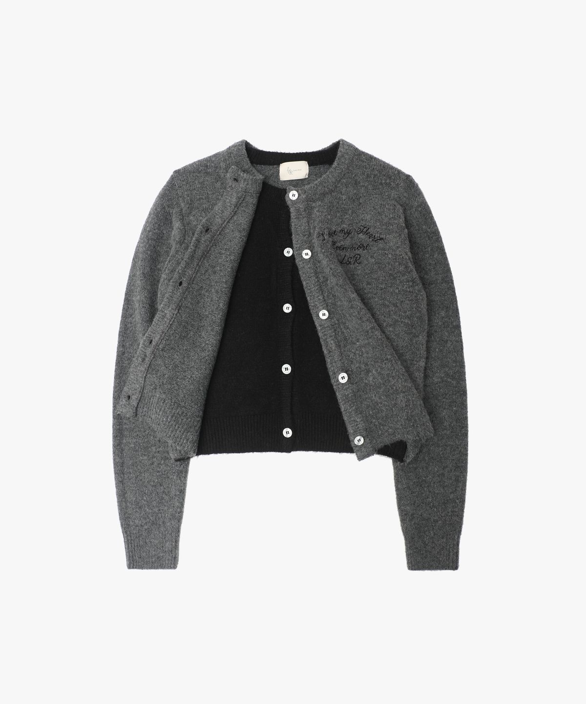 로시로우(LOSSYROW) L&R Stitch Double Cardigan Charcoal