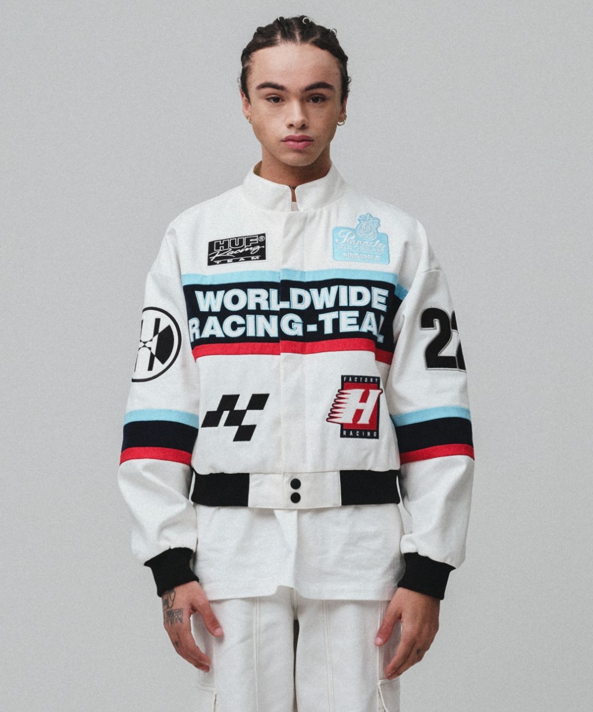 허프(HUF) HUF X REDDY RACING JACKET [WHITE]