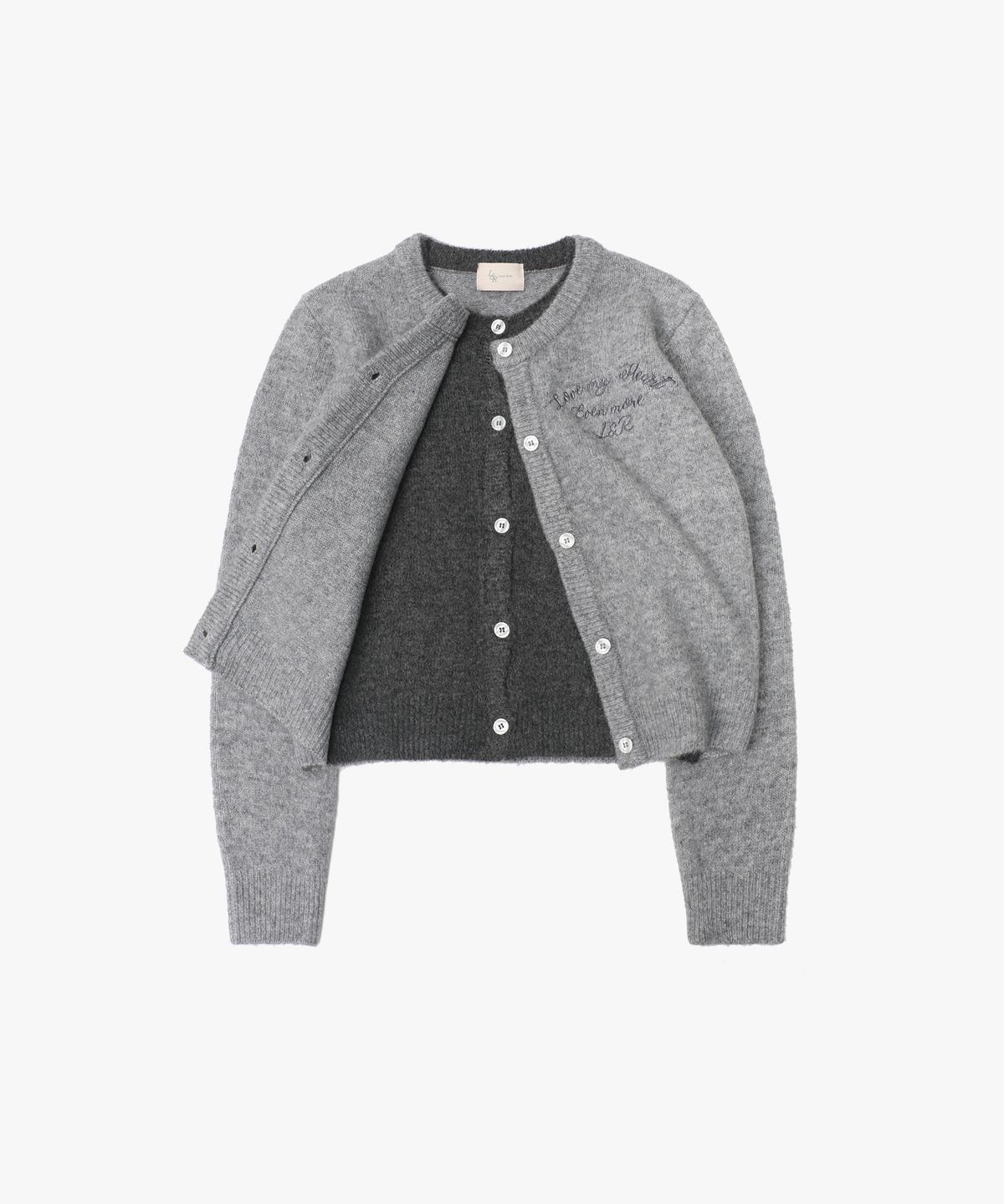 로시로우(LOSSYROW) L&R Stitch Double Cardigan Gray