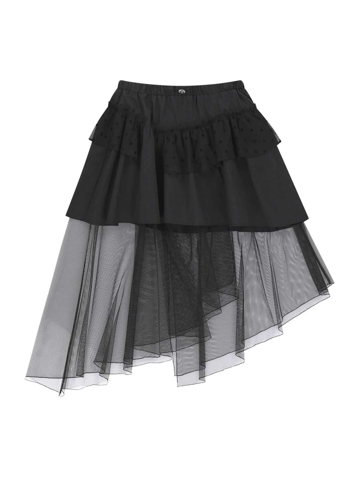 뚜오미오(TUOMIO) MIXED TIERED SKIRT [BLACK]