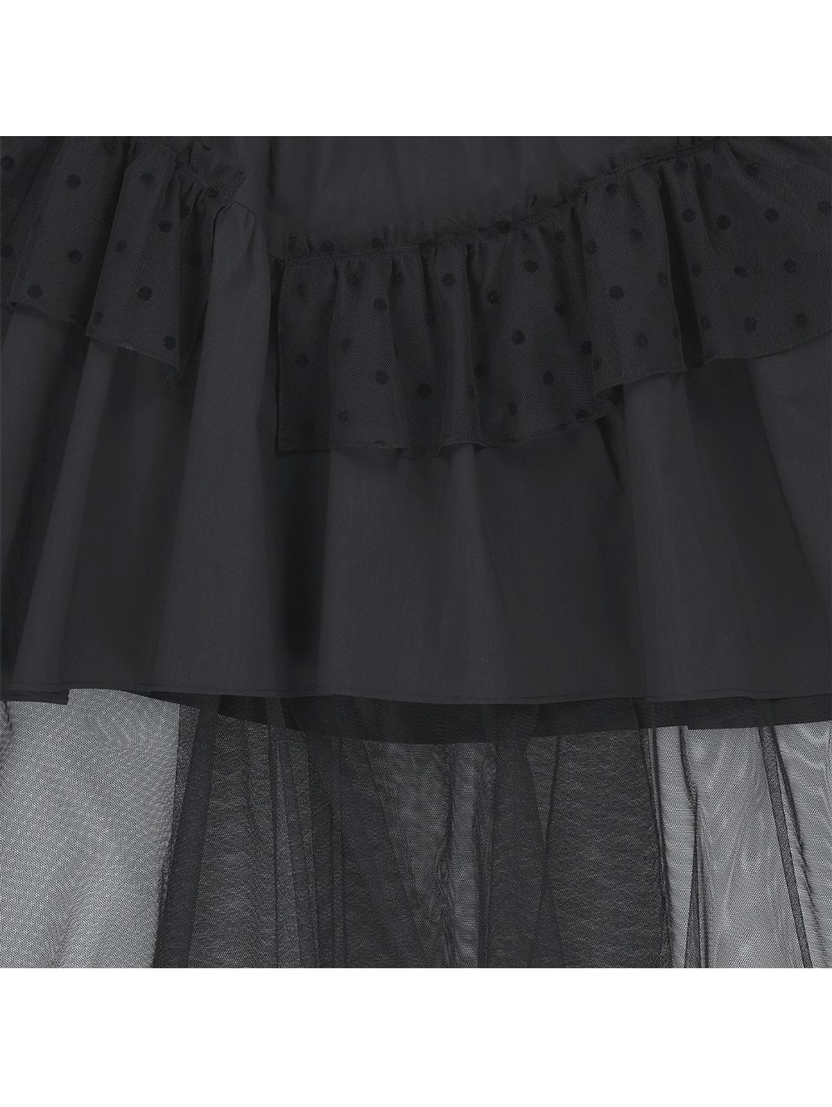 뚜오미오(TUOMIO) MIXED TIERED SKIRT [BLACK]
