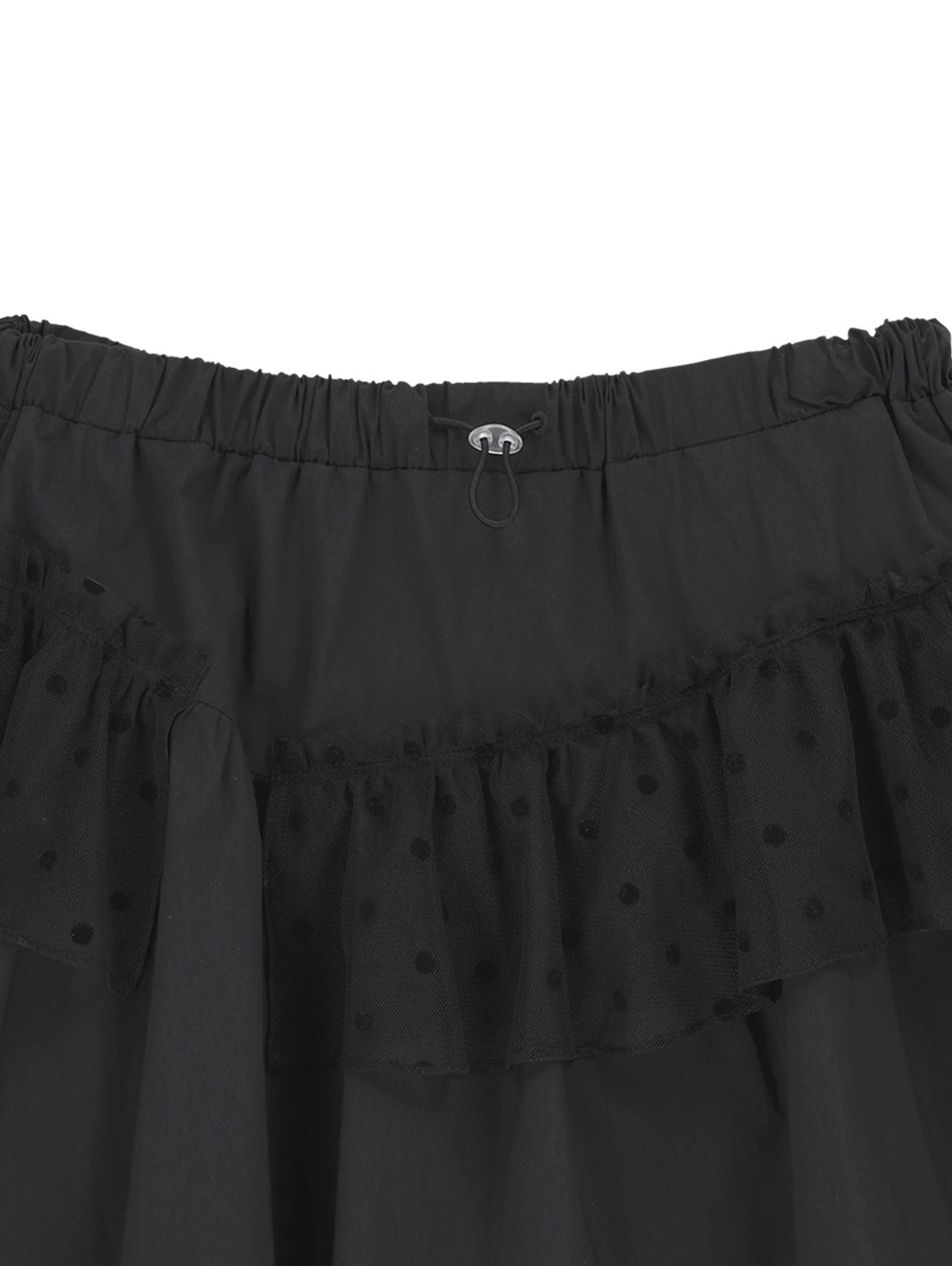 뚜오미오(TUOMIO) MIXED TIERED SKIRT [BLACK]