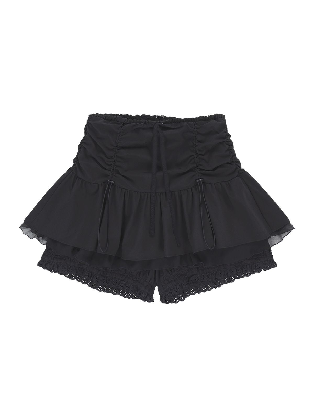 뚜오미오(TUOMIO) LAYERED BLOOMER SHORTS [BLACK]