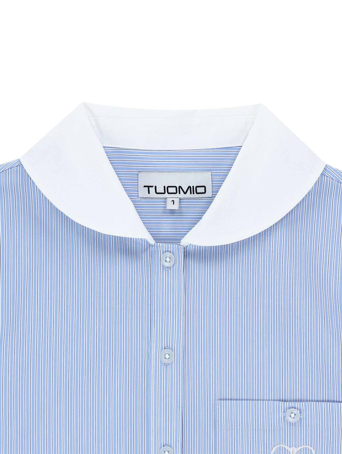뚜오미오(TUOMIO) ROUND COLLAR EMBLEM SHIRT [BABY BLUE]