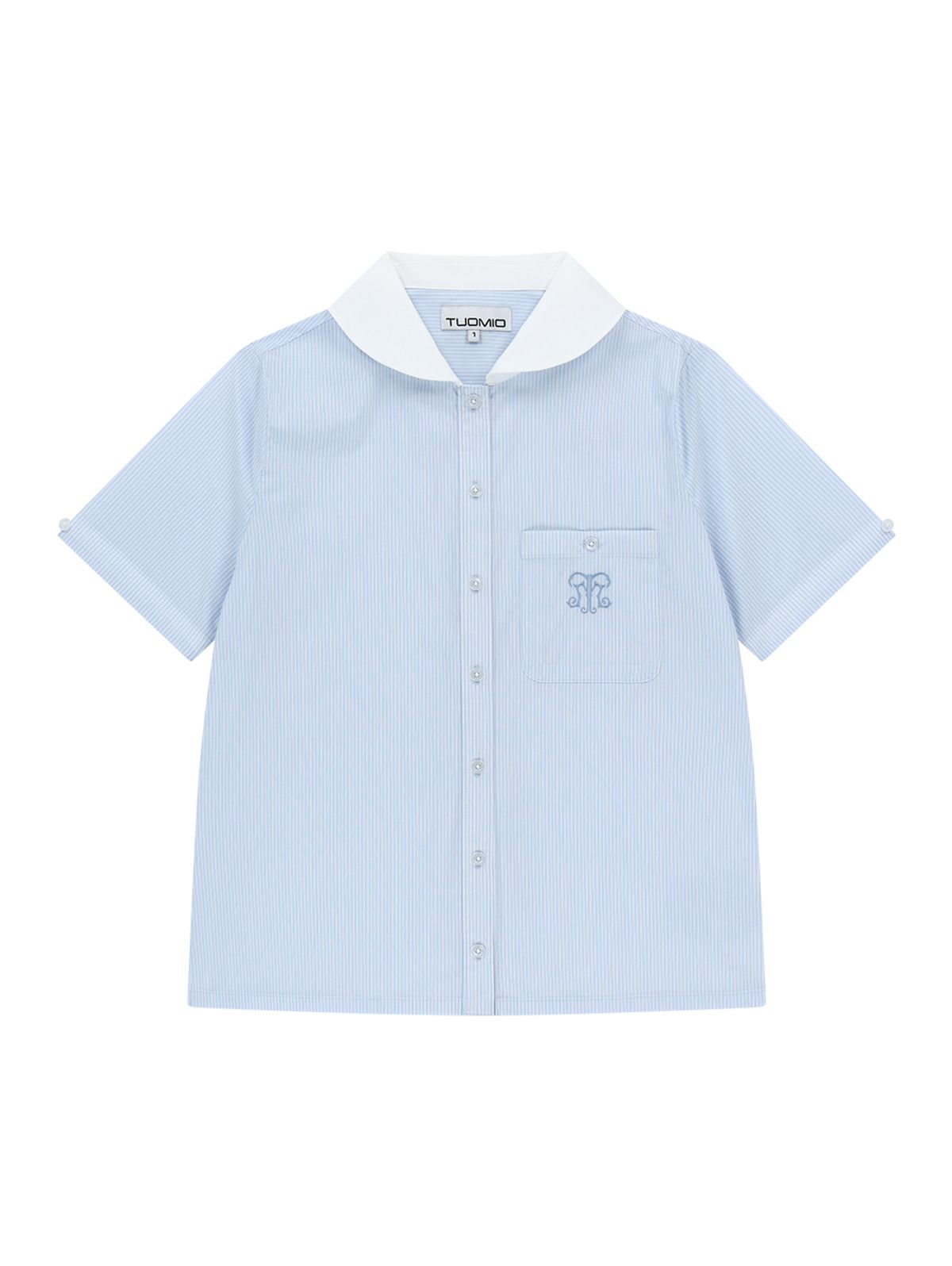 뚜오미오(TUOMIO) ROUND COLLAR EMBLEM SHIRT [WHITE]