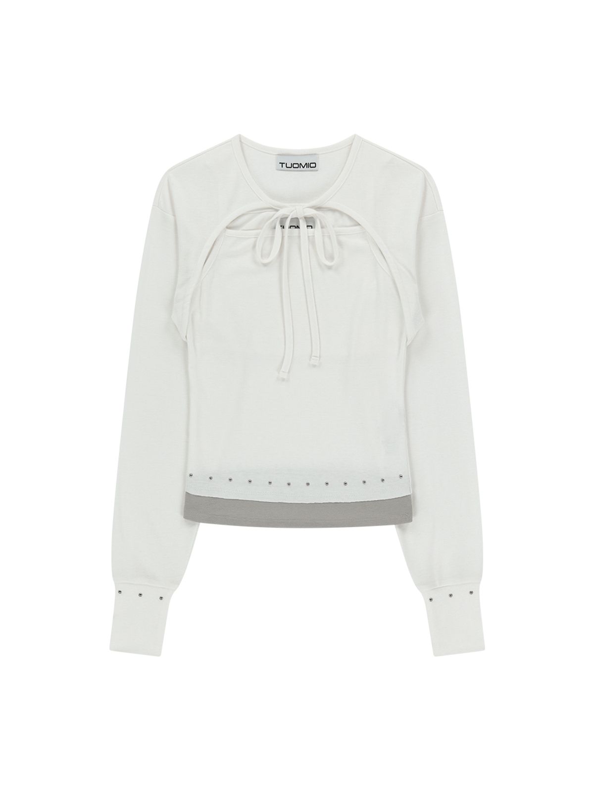 뚜오미오(TUOMIO) TWO TONE CARDI SET  [WHITE]