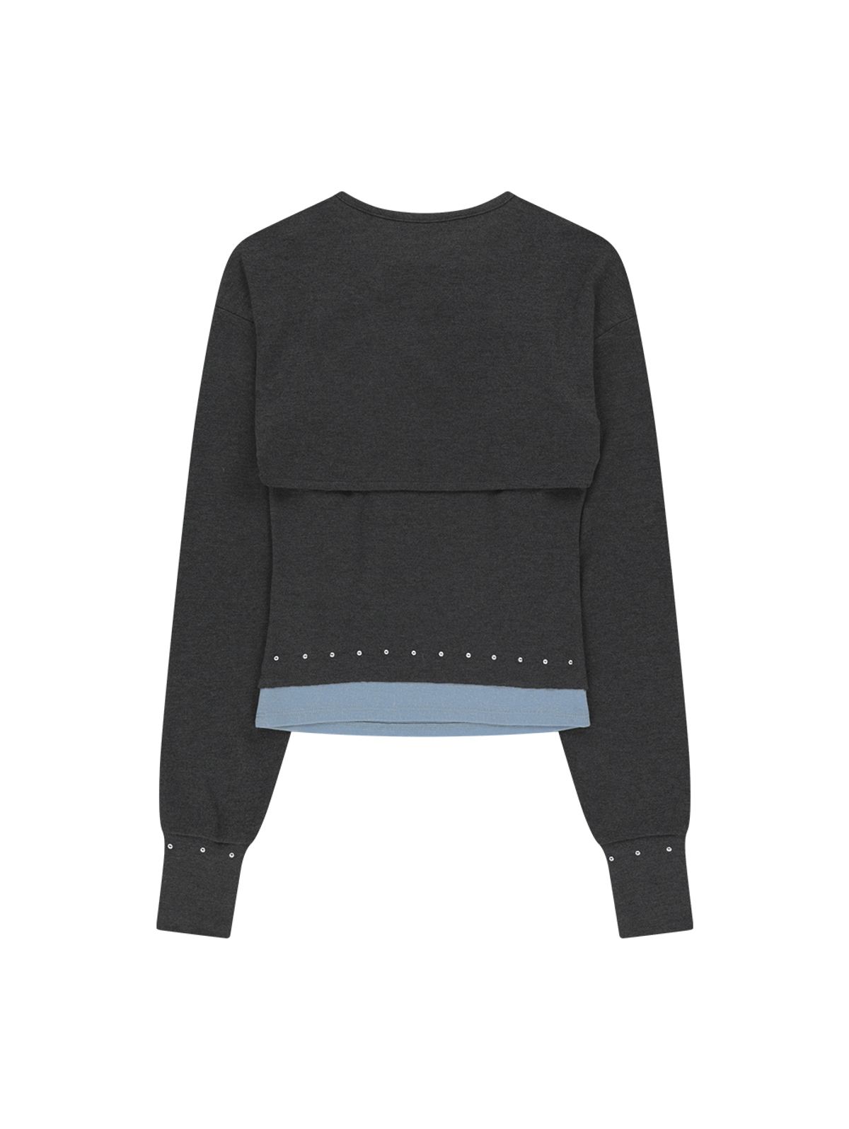 뚜오미오(TUOMIO) TWO TONE CARDI SET  [CHARCOAL]
