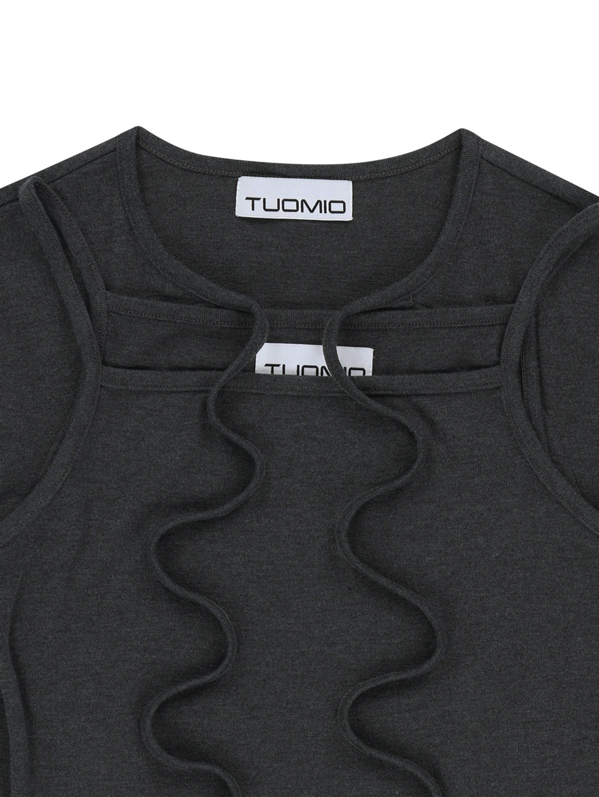 뚜오미오(TUOMIO) TWO TONE CARDI SET  [CHARCOAL]