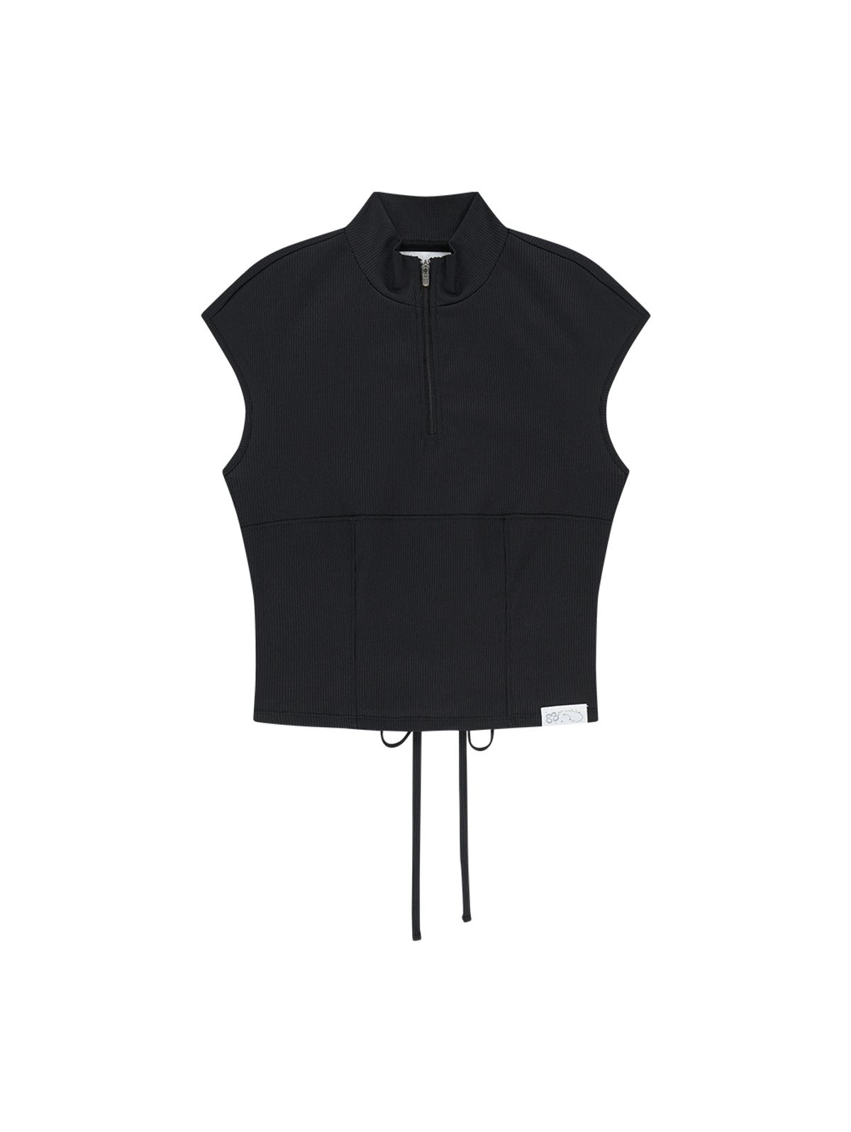 뚜오미오(TUOMIO) STRAPPY HALF-ZIP SLEEVELESS [BLACK]