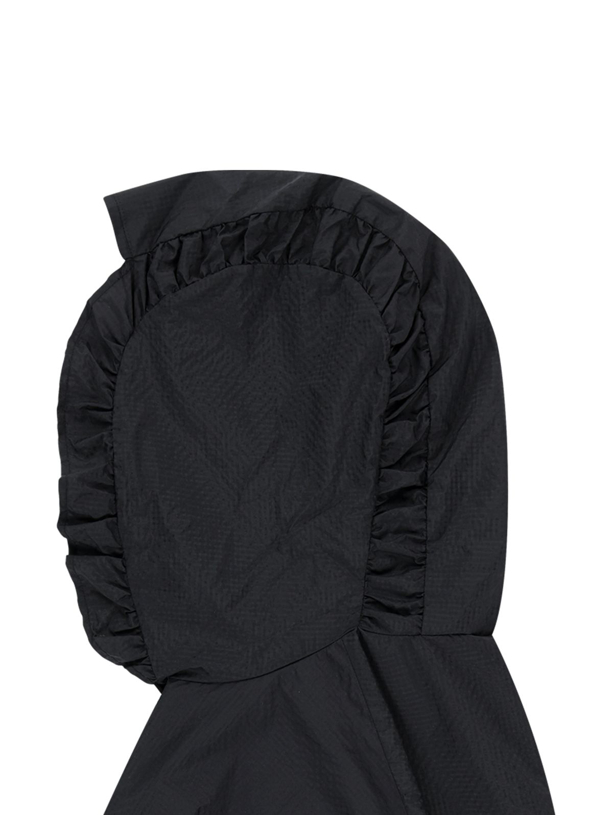 뚜오미오(TUOMIO) FRILL LAYERED HOOD JACKET [BLACK]