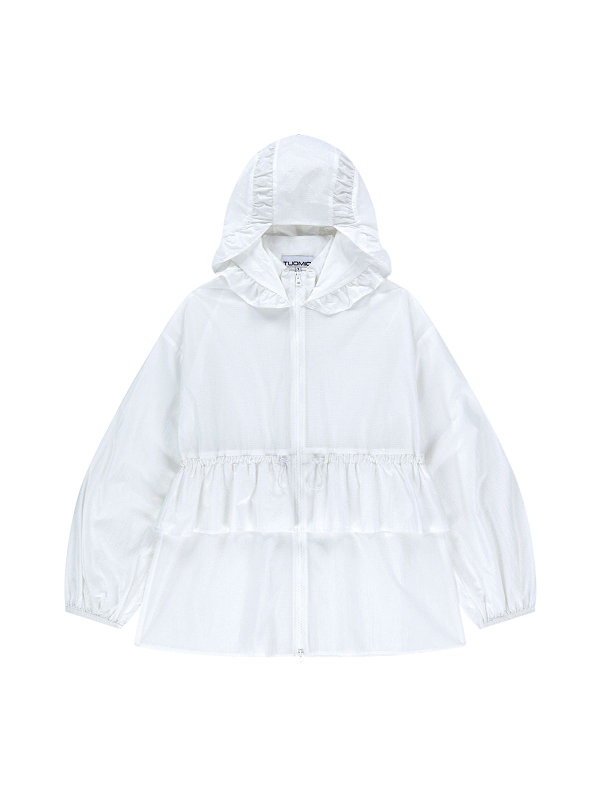 뚜오미오(TUOMIO) FRILL LAYERED HOOD JACKET [WHITE]