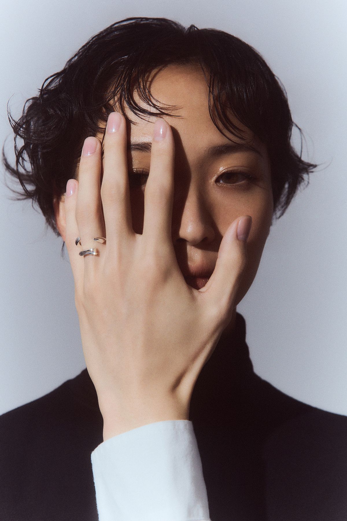휴스타드(HUSTAD) 245 Flower Leaf Open Ring_ 925 실버 프라워 오픈 링