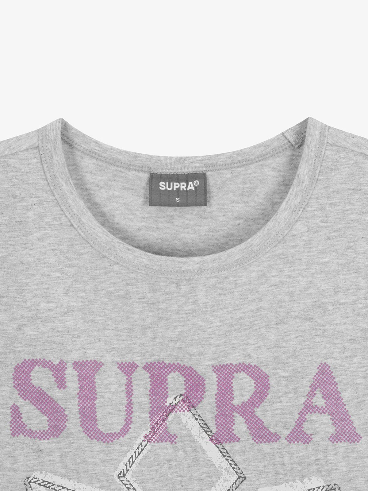 수프라(SUPRA) 여성 크라운 로고 포인트 크롭 티셔츠(GRAY)
