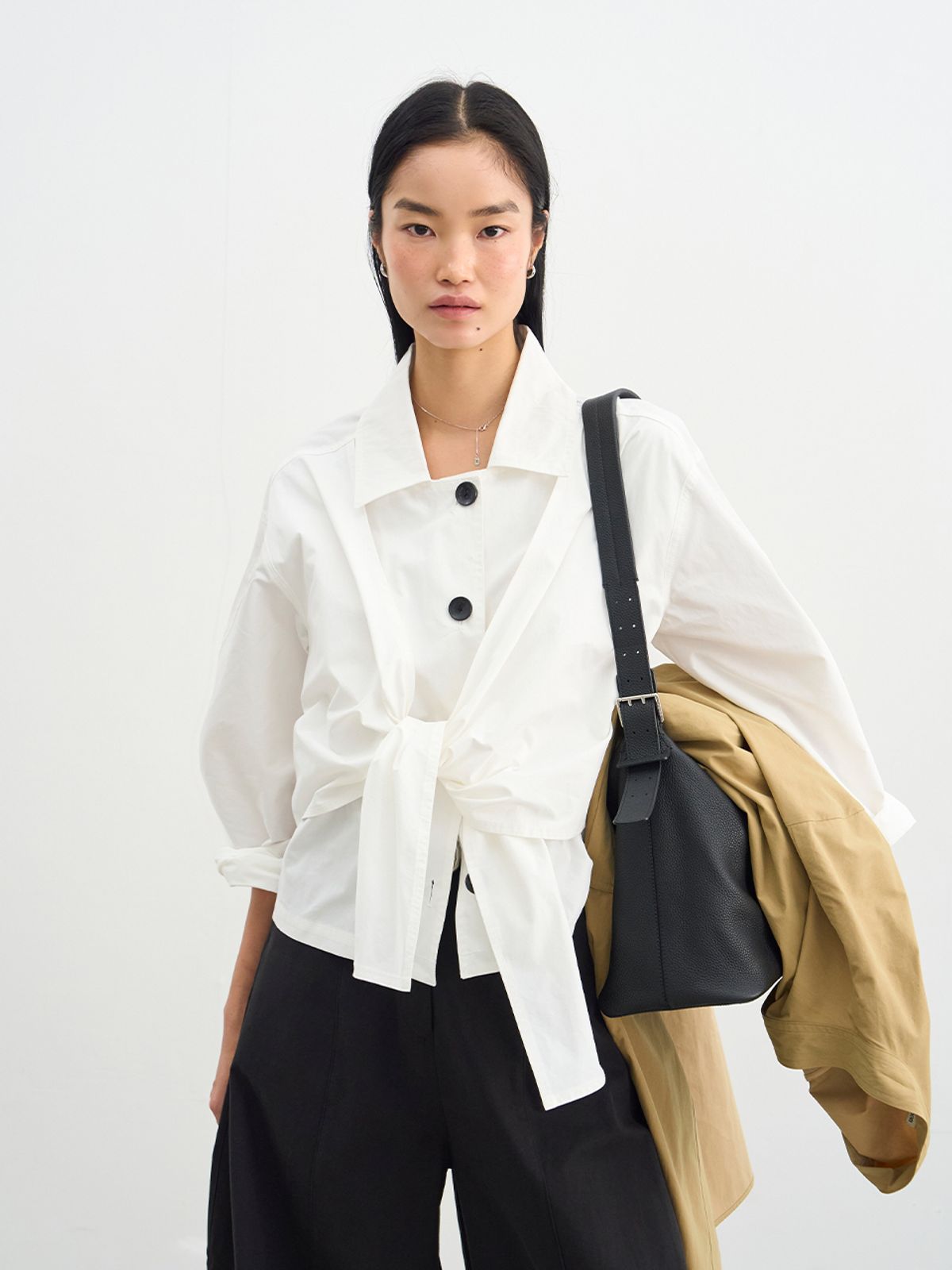 위메농(OUI MAIS NON) Tie cotton shirts