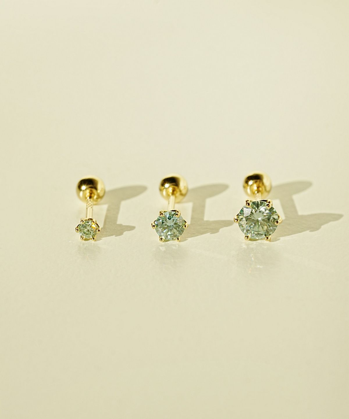 미니멀피어싱(MINIMALPIERCING) 14K 모이사나이트 다이아 아쿠아마린 노블 피어싱 귀걸이