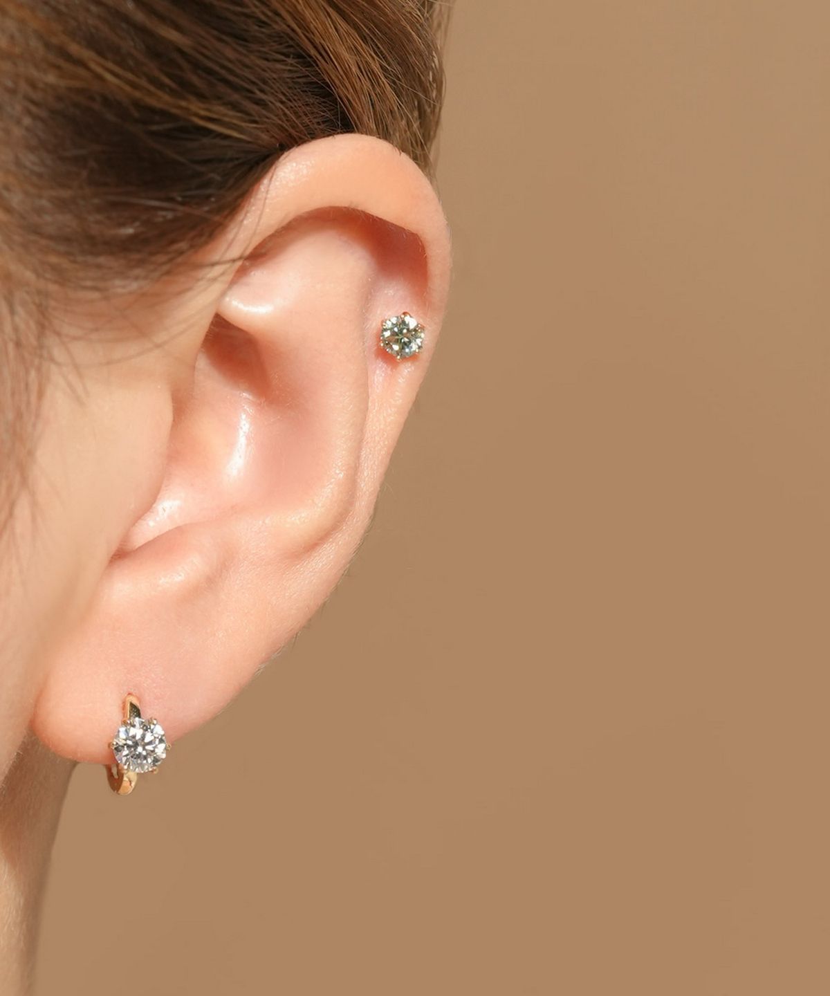 미니멀피어싱(MINIMALPIERCING) 14K 모이사나이트 다이아 아쿠아마린 노블 피어싱 귀걸이