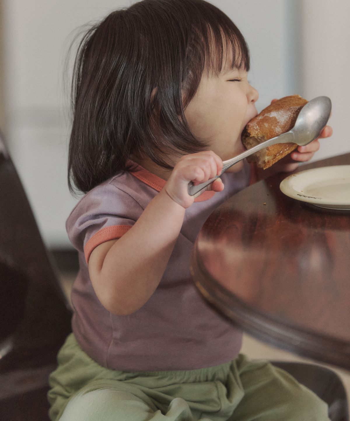 두두앤솜(DOUDOUNSOMN) 봄 수피마 컬러 배색 반팔 실내복 - 라벤더팜