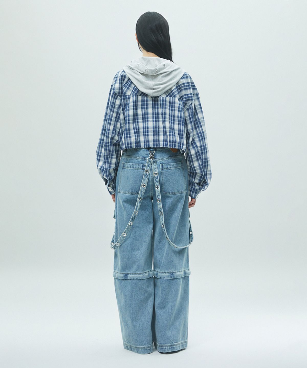 라라폭스(LALAFOX) CHECK HOODIE ZIP-UP 체크후드집업 NAVY BR2WJ004