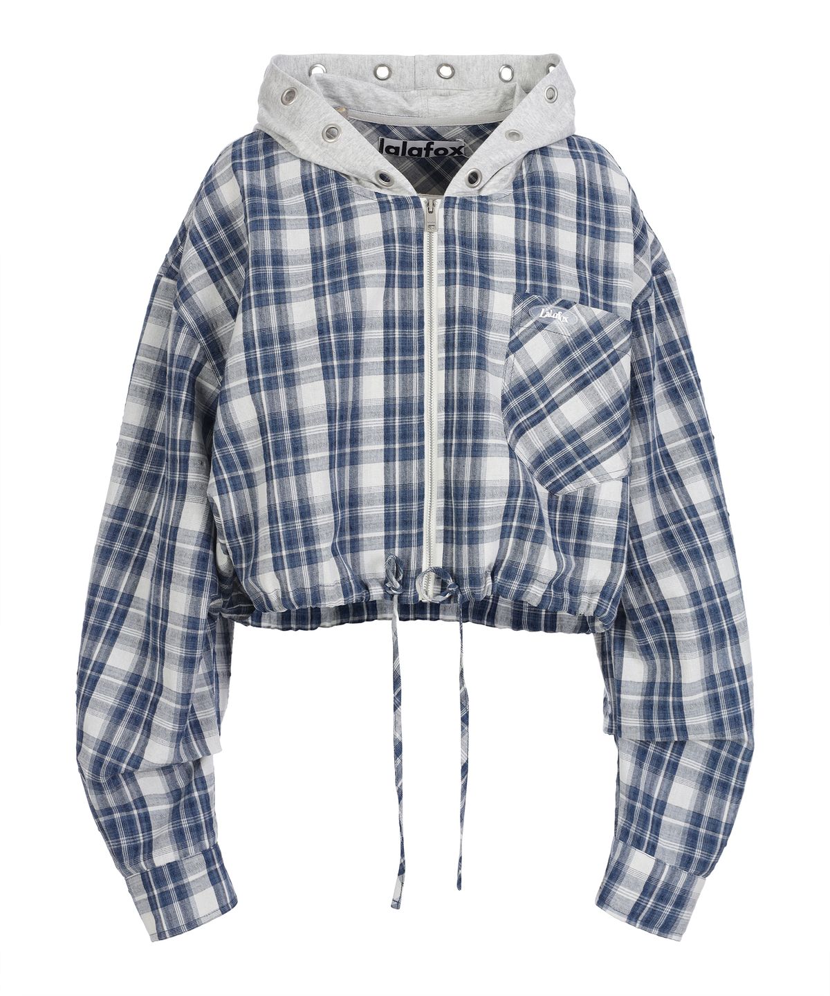 라라폭스(LALAFOX) CHECK HOODIE ZIP-UP 체크후드집업 NAVY BR2WJ004