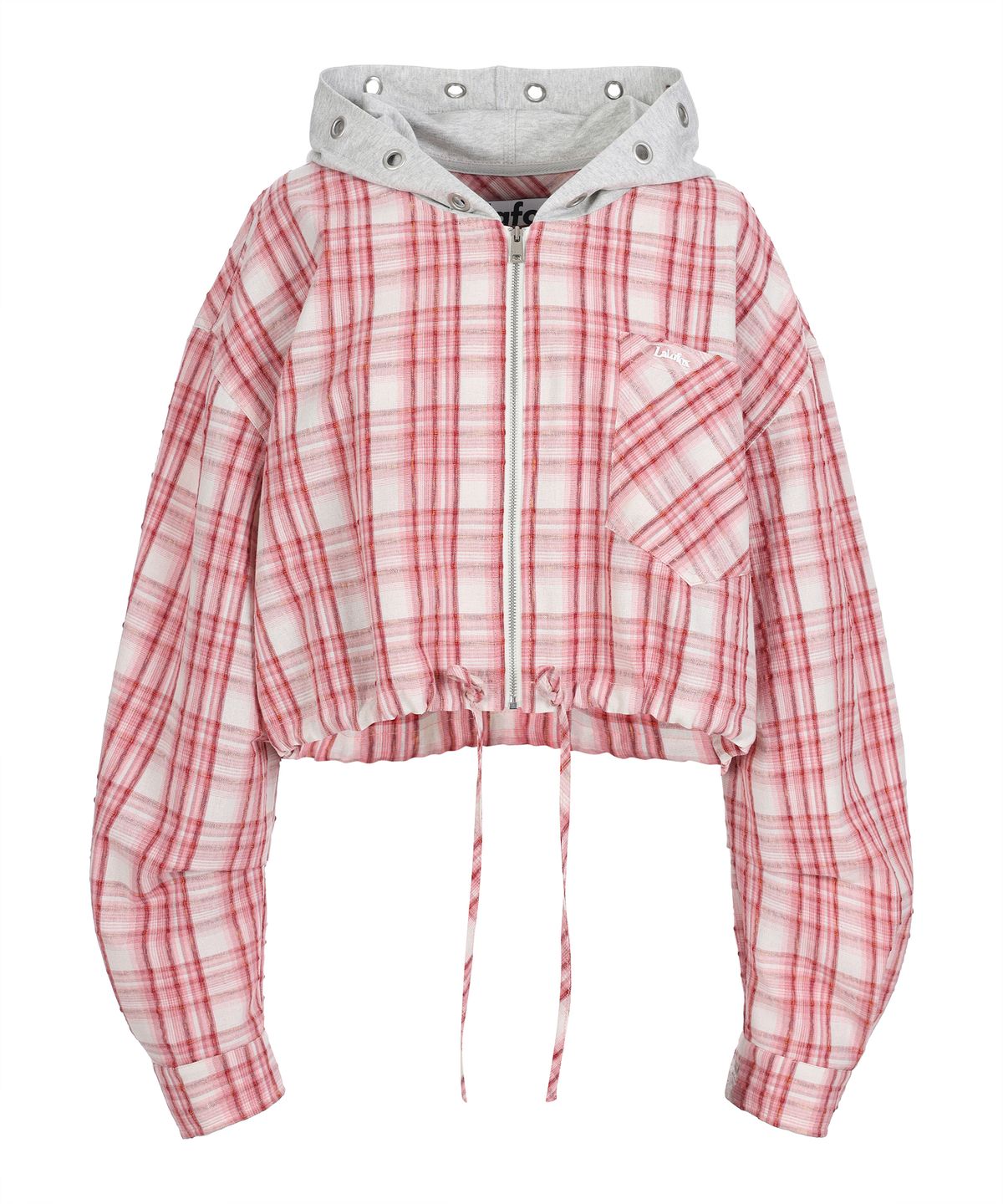 라라폭스(LALAFOX) CHECK HOODIE ZIP-UP 체크후드집업 PINK BR2WJ003
