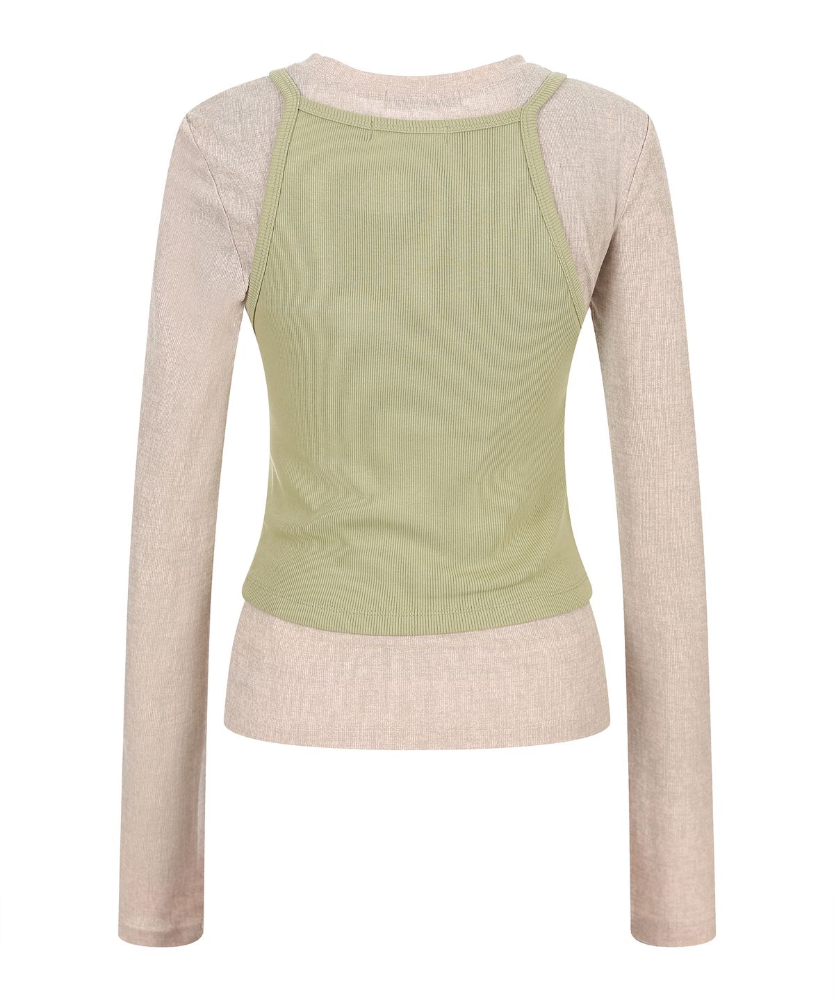 라라폭스(LALAFOX) DOUBLE LAYERED T-SHIRT 레이어드 티 GREEN BR2CL003