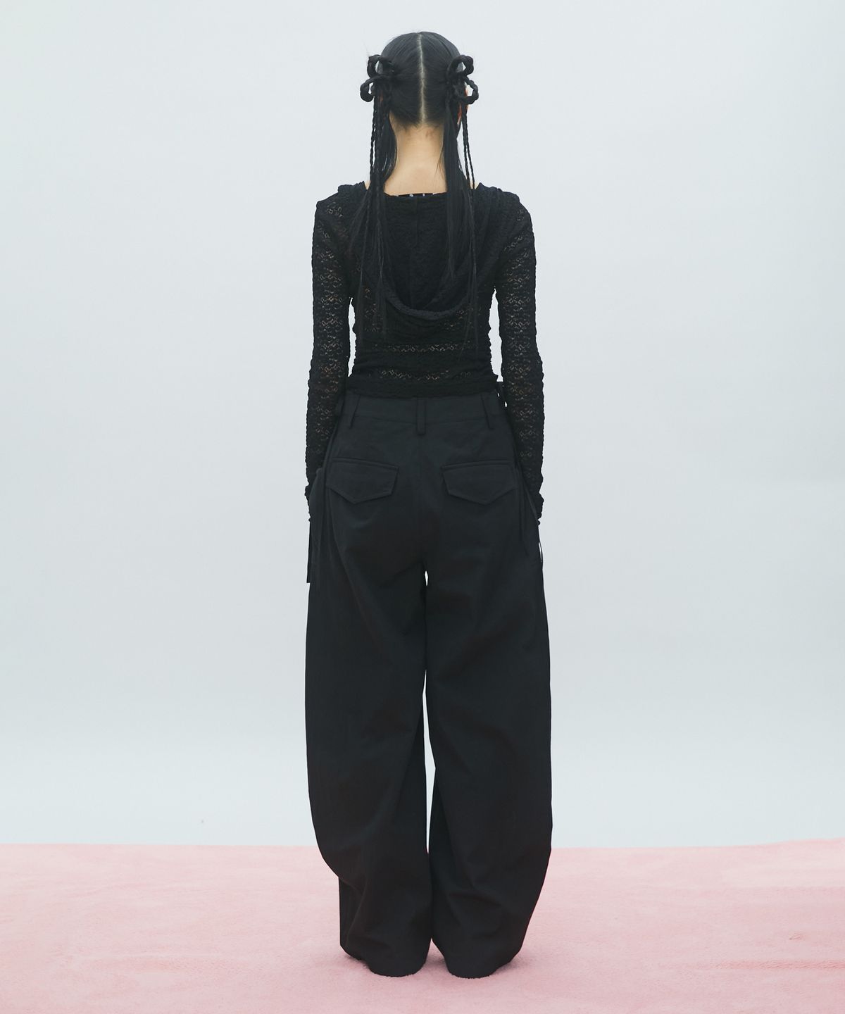 라라폭스(LALAFOX) LACE BOAT NECK HOODIE BLACK BR2CL006