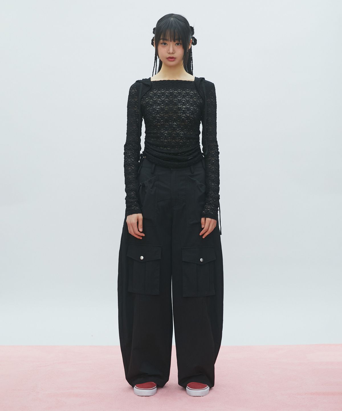 라라폭스(LALAFOX) THIN CARGO POCKET PANTS 포켓 카고 바지 BLACK BR2WP004