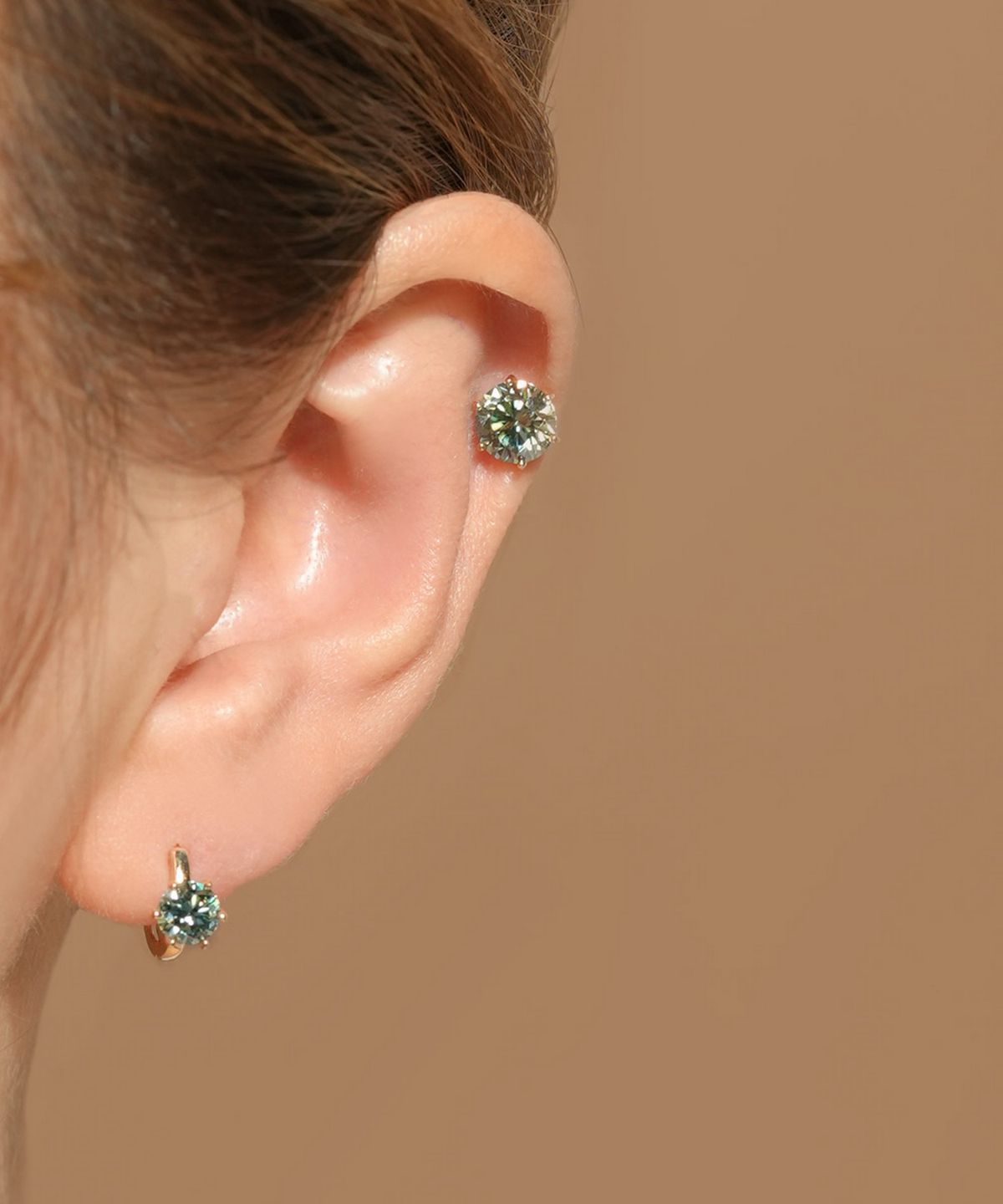 미니멀피어싱(MINIMALPIERCING) 14K 모이사나이트 다이아 그린 노블 피어싱 귀걸이