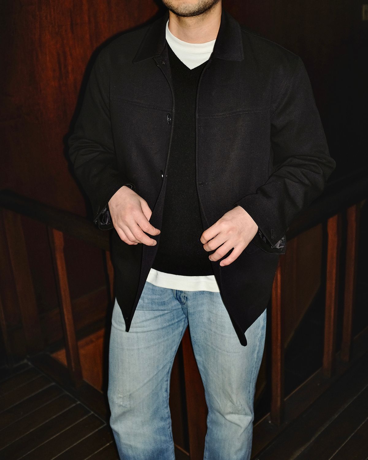 뗄라(TELA) Black Cotton Canvas Work Jacket